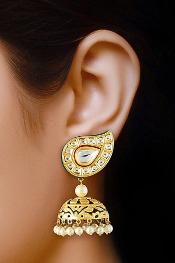 Gold Finish Kundan Earrings