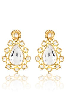 Gold Finish Kundan Chandbali Earrings