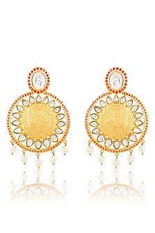 Gold Finish Long Chandbali Earrings