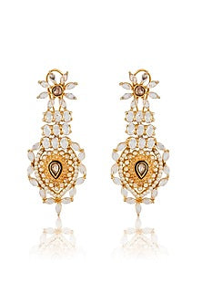 Gold Finish Kundan Dangler Earrings