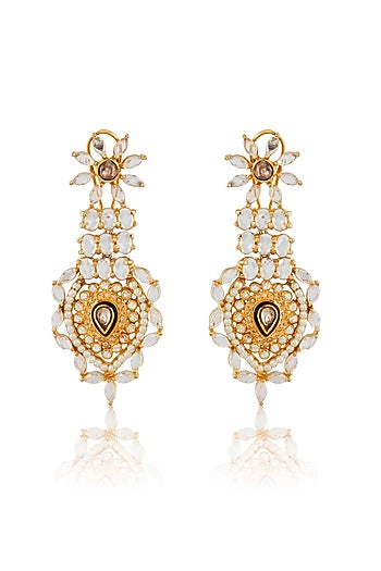Gold Finish Kundan Dangler Earrings