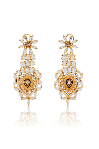 Gold Finish Kundan Dangler Earrings