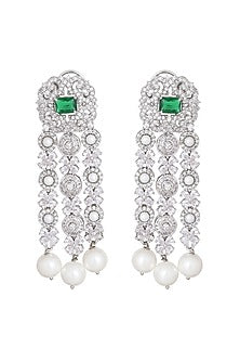 White Gold Finish Earrings