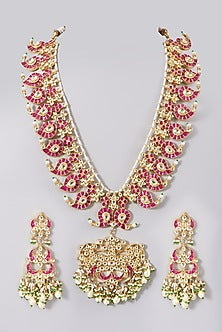 Gold Plated Kundan Polki Long Necklace Set