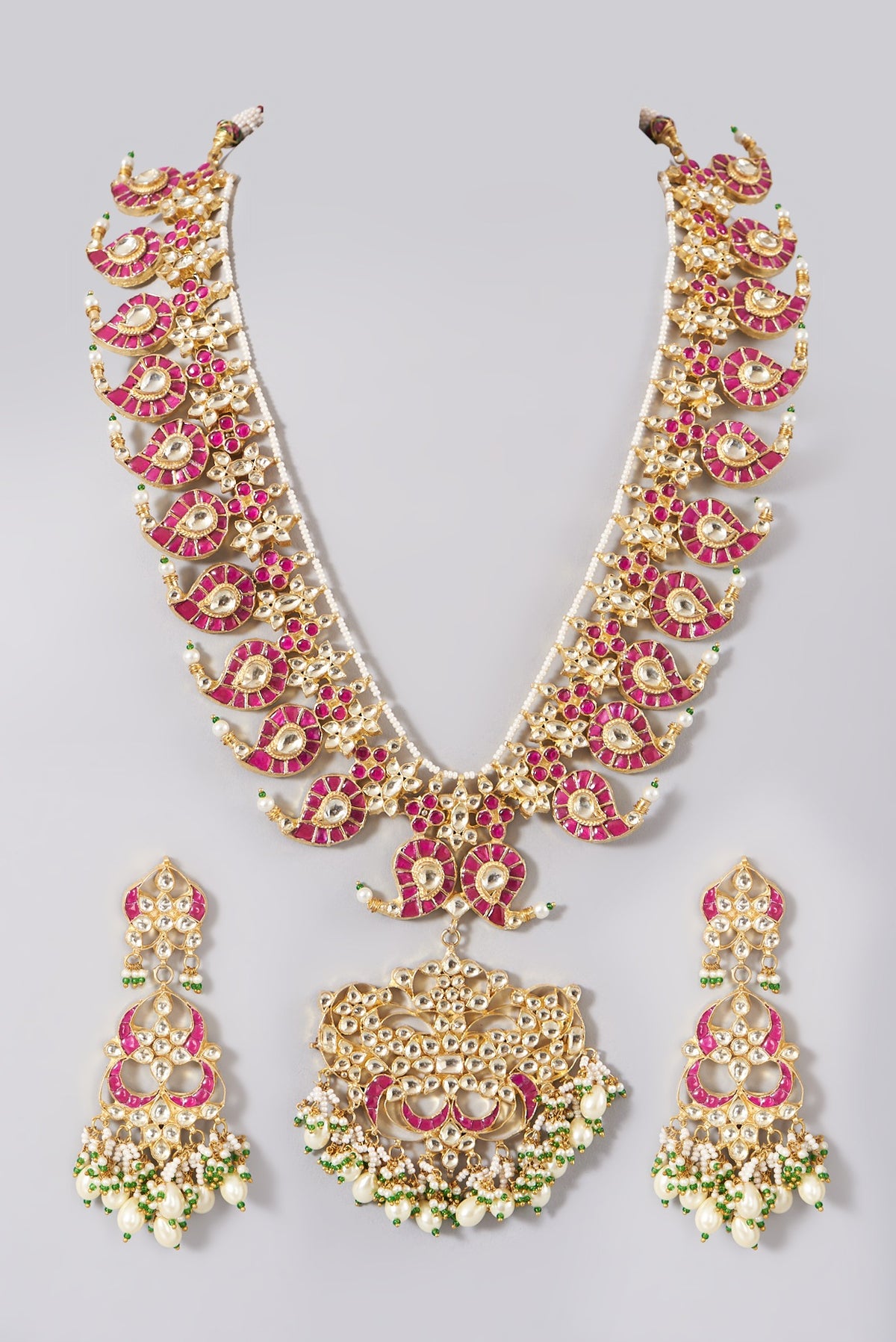 Gold Plated Kundan Polki Long Necklace Set