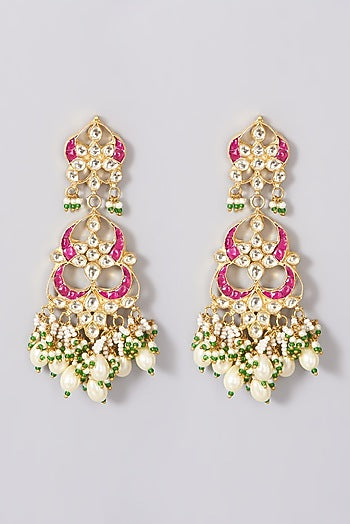 Gold Plated Kundan Polki Long Necklace Set