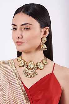 Gold Plated Kundan Polki Necklace Set