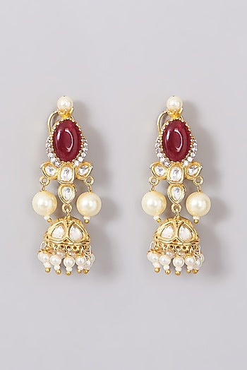 Gold Plated Kundan Navratna Necklace Set