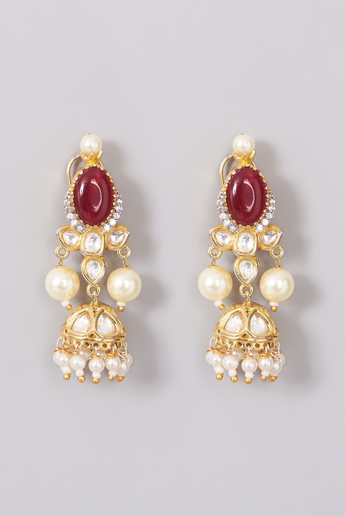 Gold Plated Kundan Navratna Necklace Set