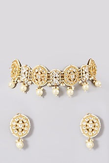 Gold Plated Kundan Polki Choker Necklace Set
