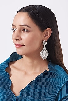 White Finish American Diamonds Earrings