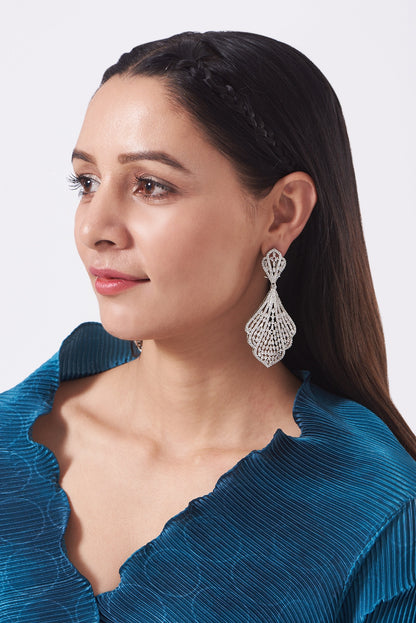 White Finish American Diamonds Earrings