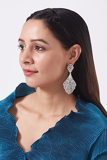 White Finish American Diamonds Earrings