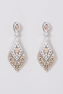 White Finish Earrings With American Diamonds