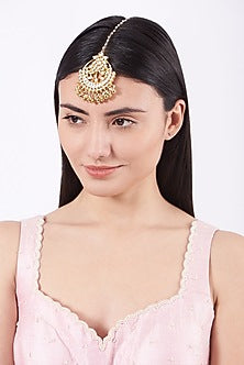 Gold Plated Kundan Polki Maang Tikka