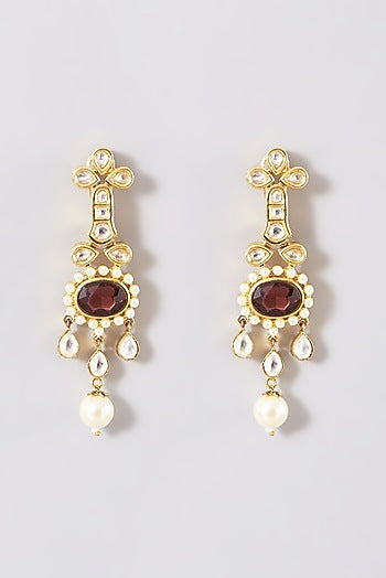Gold Plated Necklace Set With Kundan Navratna