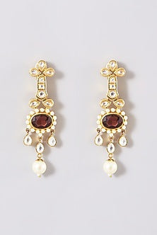 Gold Plated Necklace Set With Kundan Navratna