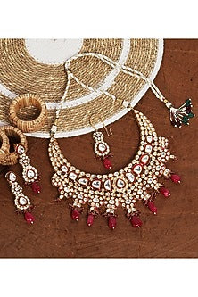 Gold Plated Kundan Polki Necklace Set