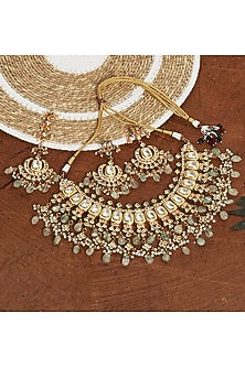 Gold Plated Kundan Polki Necklace Set