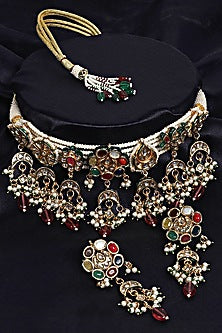 Gold Plated Kundan Polki Necklace Set