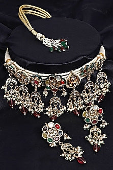 Gold Plated Kundan Polki Necklace Set