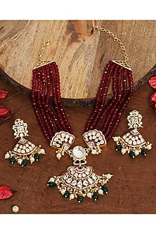 Gold Plated Kundan Polki Necklace Set