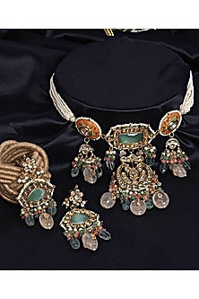 Gold Plated Kundan Polki Necklace Set
