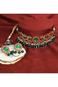 Gold Plated Kundan Polki Necklace Set