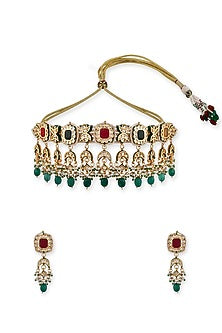 Gold Plated Kundan Polki Necklace Set
