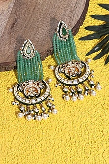 Gold Plated Kundan Polki Chandbaali Earrings