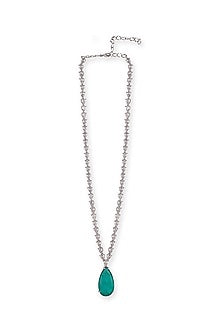 White Finish Green Zircon Necklace