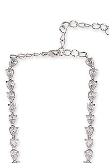 White Finish Green Zircon Necklace