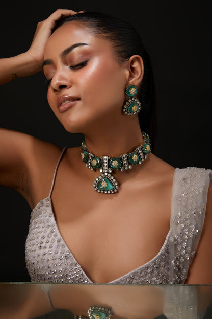 Gold Plated Kundan Polki Necklace Set