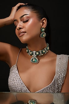 Gold Plated Kundan Polki Necklace Set