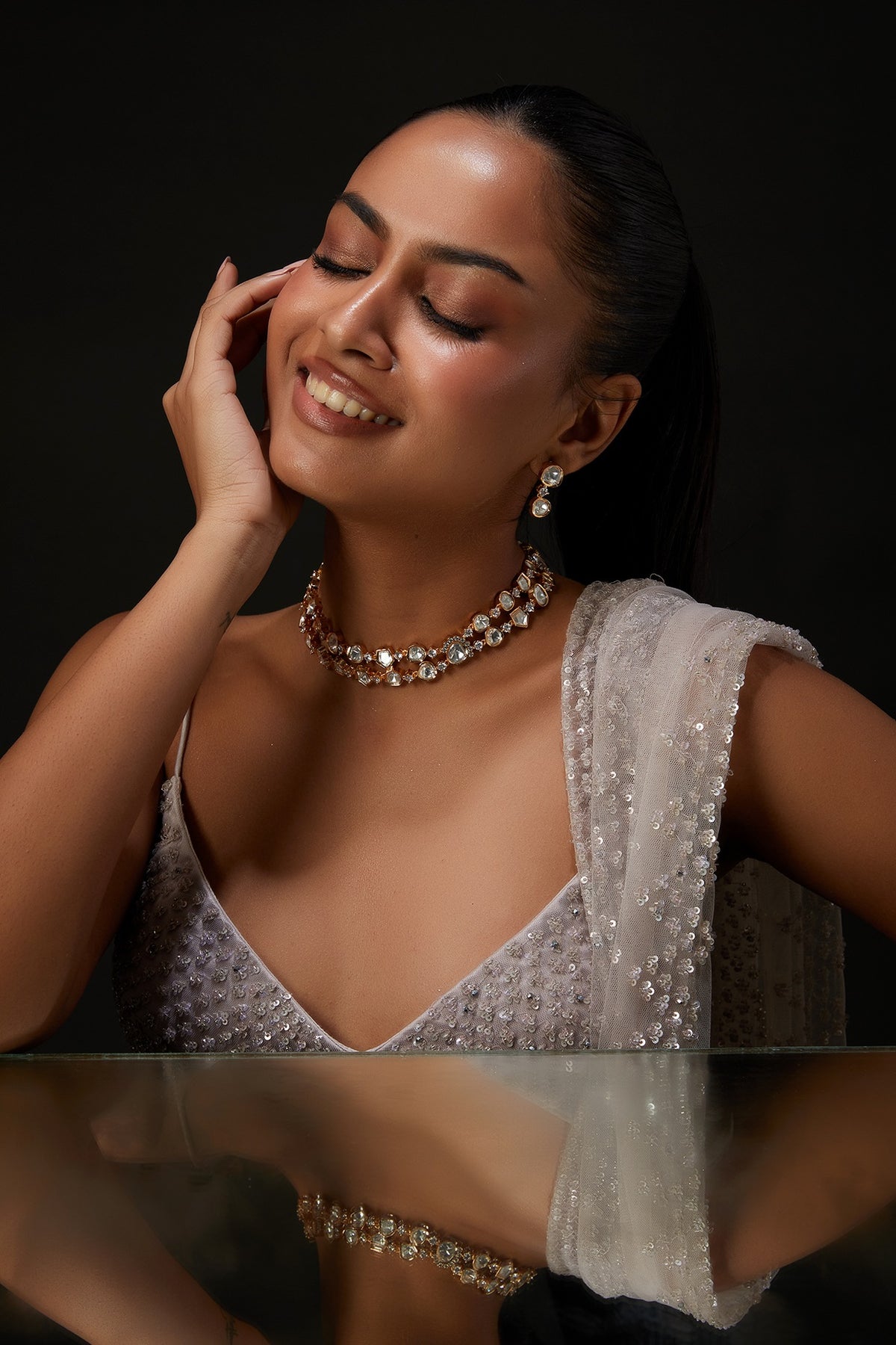 Gold Plated Kundan Polki Necklace Set
