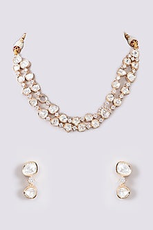 Gold Plated Kundan Polki Necklace Set