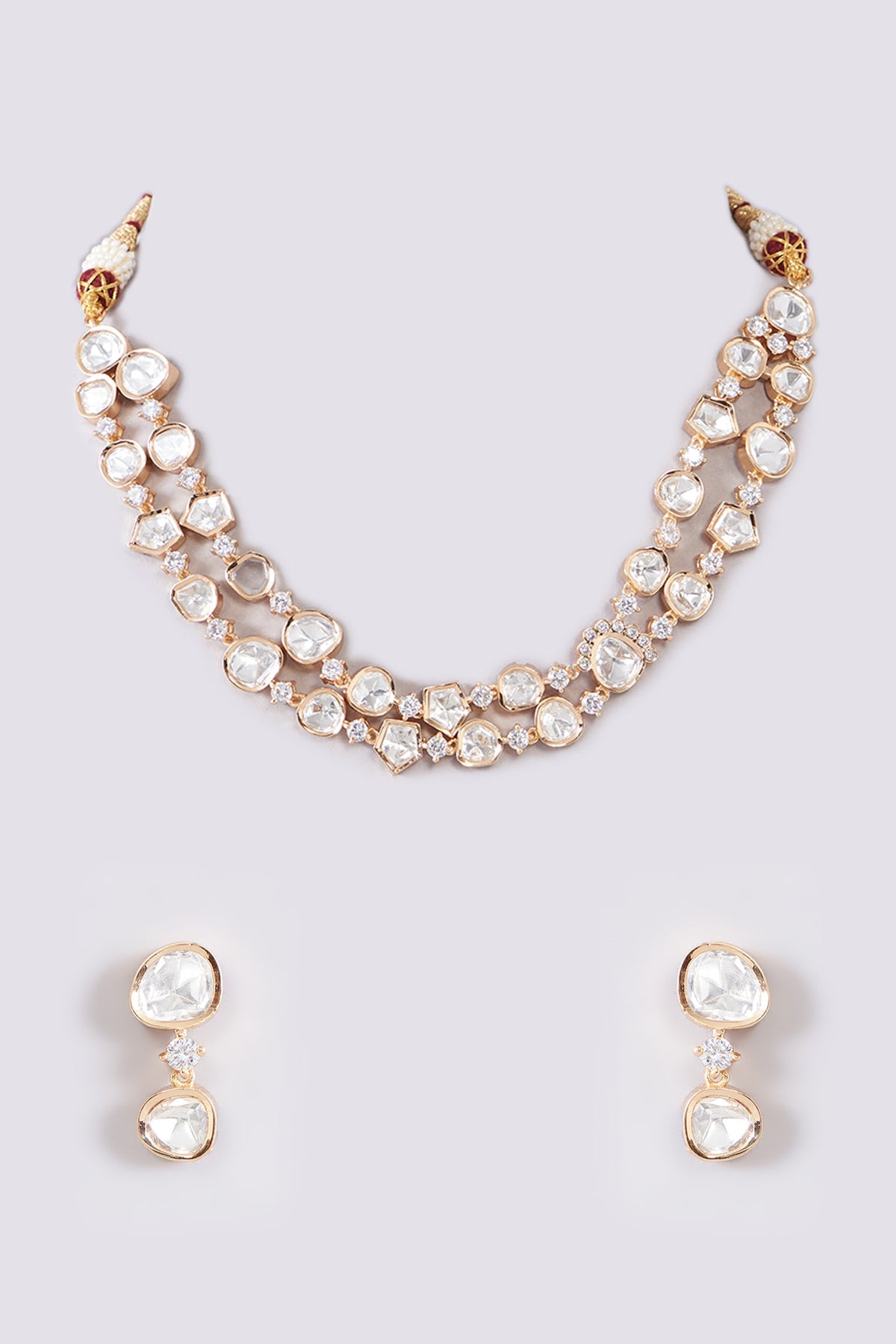Gold Plated Kundan Polki Necklace Set