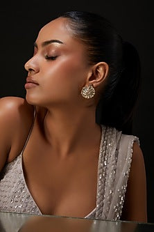 Gold Plated Kundan Polki Stud Earrings