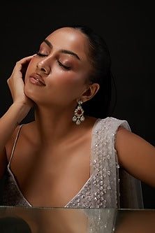 Gold Plated Kundan Polki Dangler Earrings