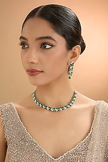 Gold Finish Kundan Polki & Pearl Choker Necklace Set