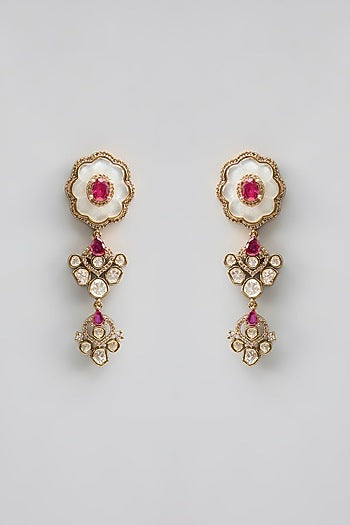 Gold Finish Kundan Polki & Pearl Necklace Set