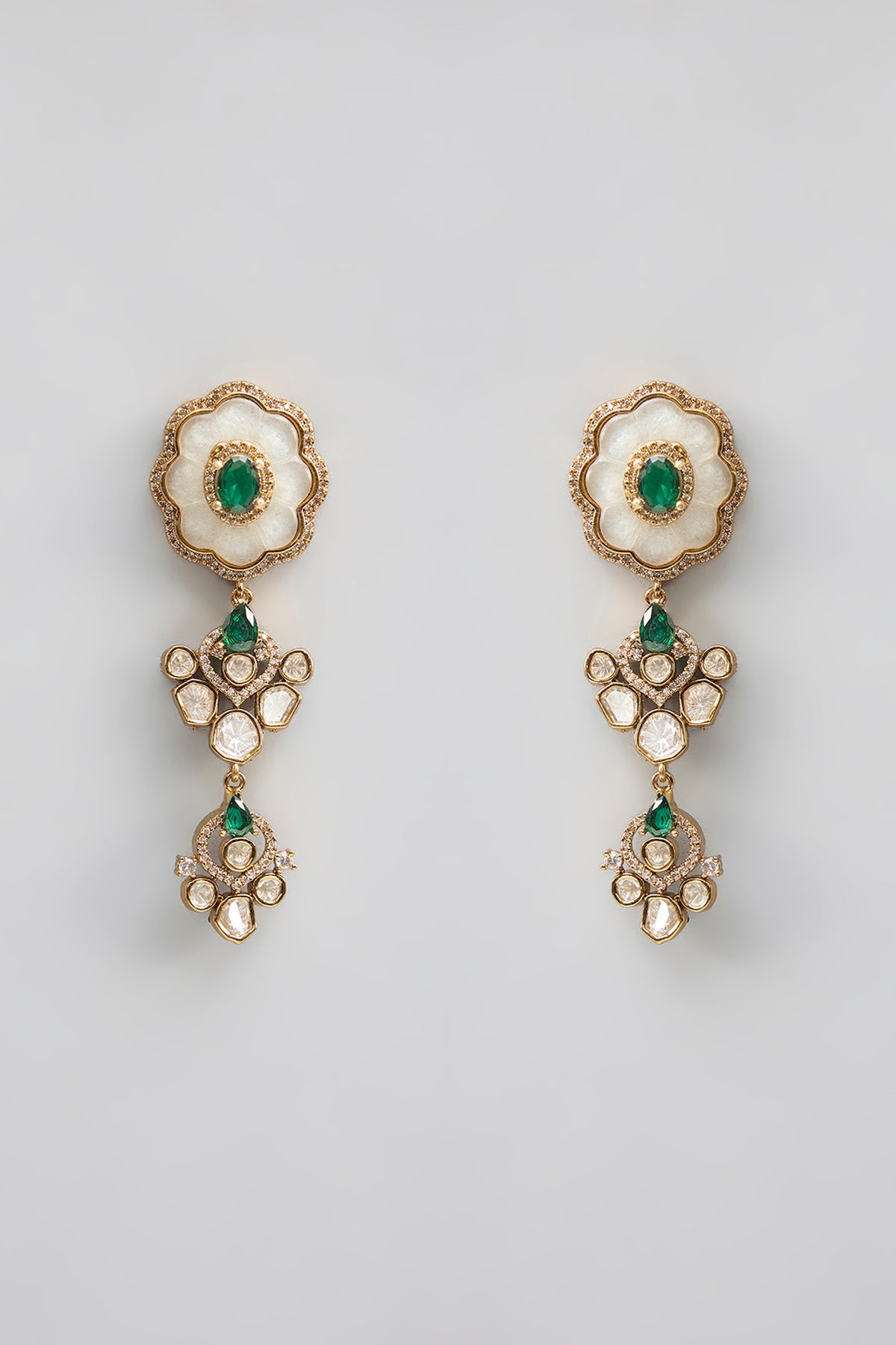 Gold Finish Kundan Polki & Pearl Necklace Set
