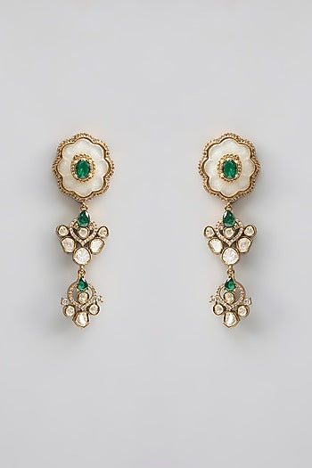 Gold Finish Kundan Polki & Pearl Necklace Set