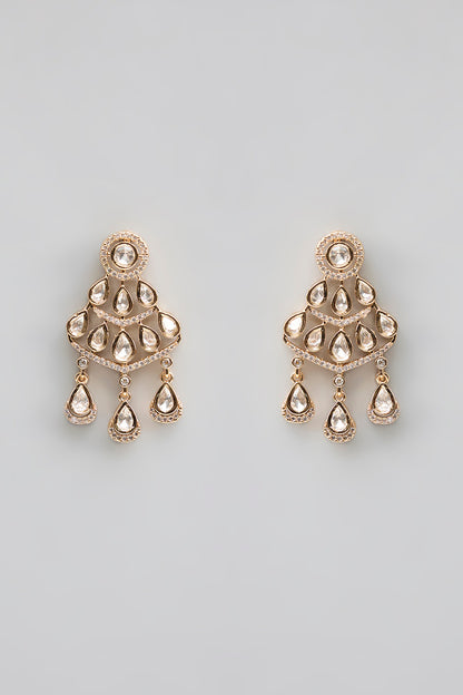 Gold Finish Kundan Polki & Pearl Necklace Set