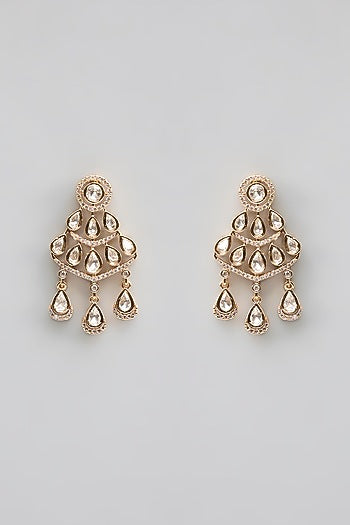Gold Finish Kundan Polki & Pearl Necklace Set