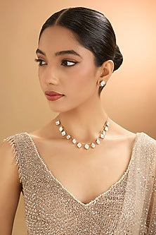Gold Finish Kundan Polki Necklace Set