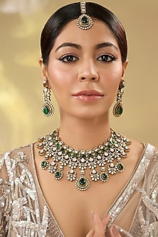 Gold Finish Kundan Polki Maangtikka