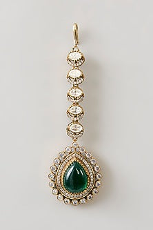 Gold Finish Kundan Polki Maangtikka