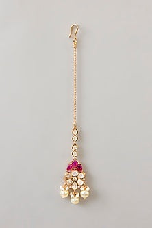 Gold Finish Kundan Polki Maangtikka