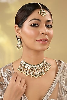 Gold Finish Kundan Polki Maangtikka